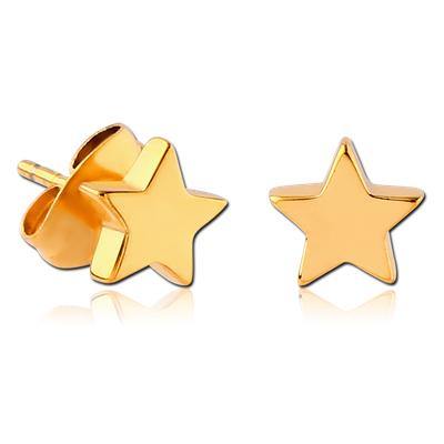 Flat Star Gold Stud Earrings Earrings 20 gauge Gold