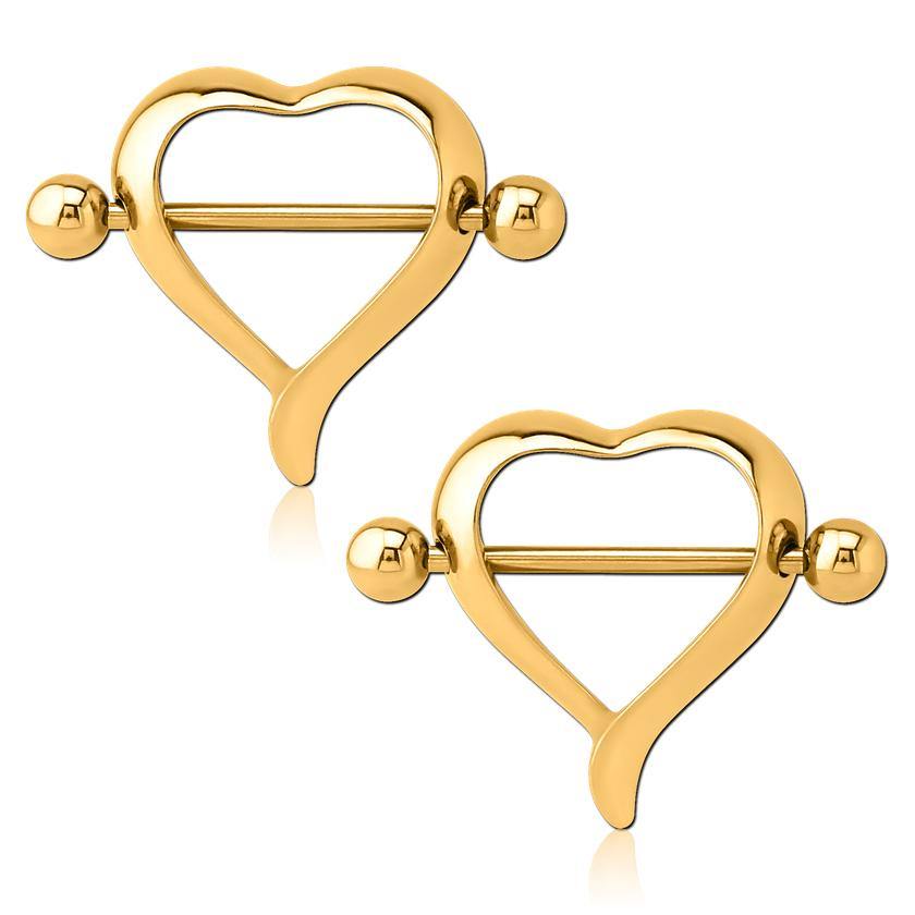 Heart Gold Nipple Shields Nipple Shields 14g - 5/8" diameter (16mm) Gold