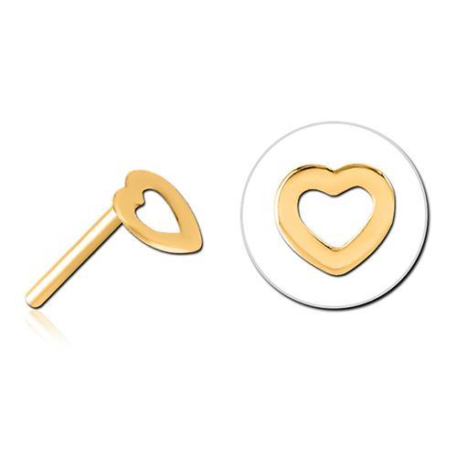 Heart Outline Gold Threadless End Replacement Parts 4x5mm Gold