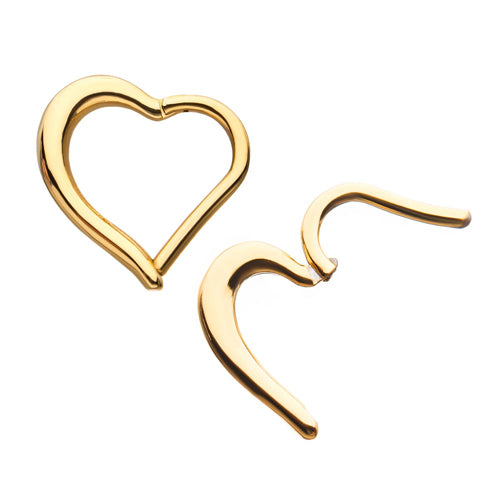 Heart Gold Hinged Ring Hinged Rings 16g - 5/16" diameter (8mm) Gold
