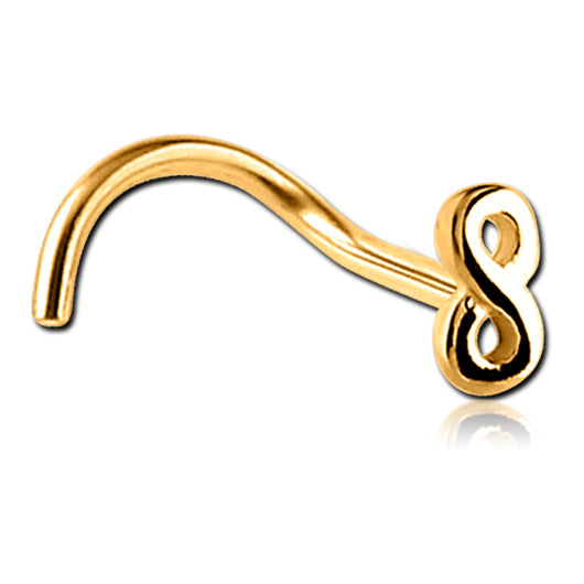 Infinity Gold Nostril Screw Nose 20g - 1/4" wearable (6.5mm) Gold