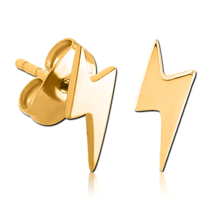 Lightning Gold Stud Earrings Earrings 20 gauge Gold