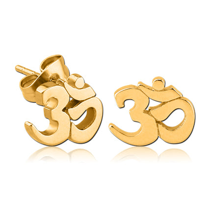 Om Gold Stud Earrings Earrings 20 gauge Gold