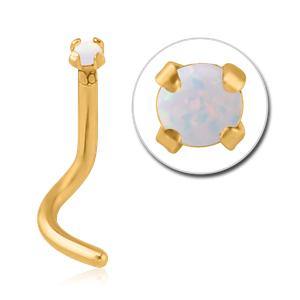 Prong Opal Gold Nostril Screw Nose 20g - 1/4" wearable (6.5mm) Gold
