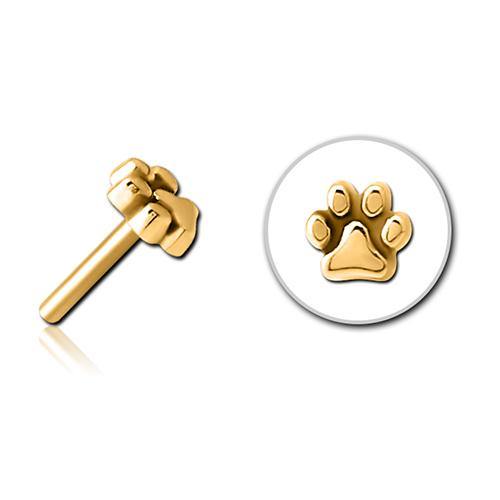 Paw Print Gold Threadless End Replacement Parts 4.9x5.2mm Gold