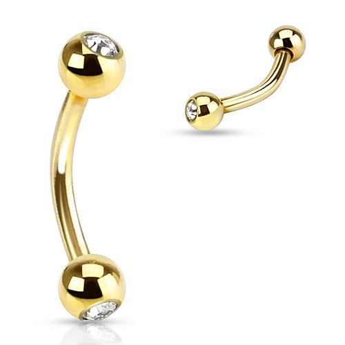 16g Gold CZ Curved Barbell Curved Barbells 16g - 5/16