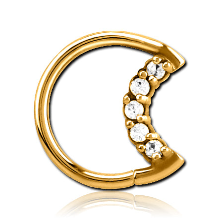 CZ Moon Gold Continuous Ring Continuous Rings 16g - 3/8" diameter (10mm) Gold