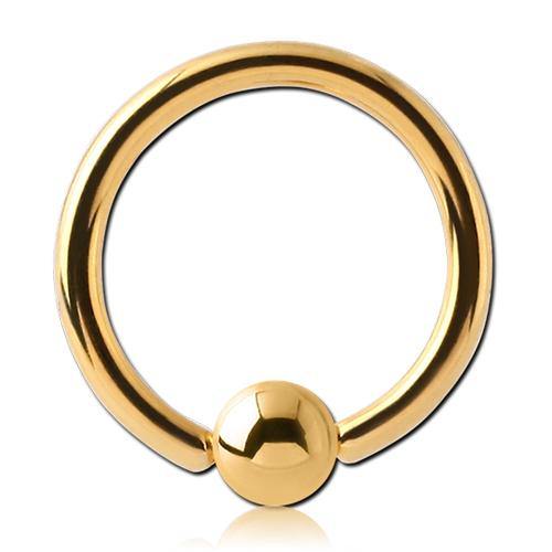 12g Gold Captive Bead Ring Captive Bead Rings 12g - 15/32" diameter (12mm) - 5mm bead Gold
