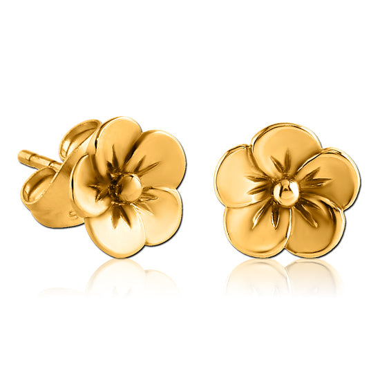 Flower Gold Stud Earrings Earrings 20 gauge Gold