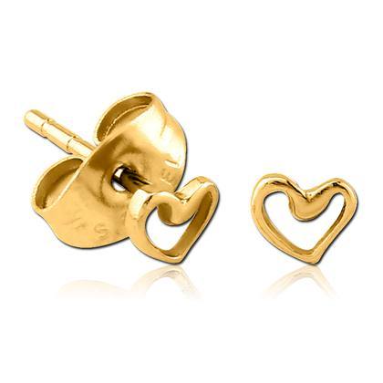 Heart Outline Gold Stud Earrings Earrings 20 gauge Gold