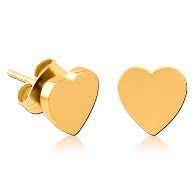 Heart Gold Stud Earrings Earrings 20 gauge Gold