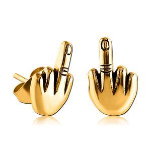 Middle Finger Gold Stud Earrings Earrings 20 gauge Gold
