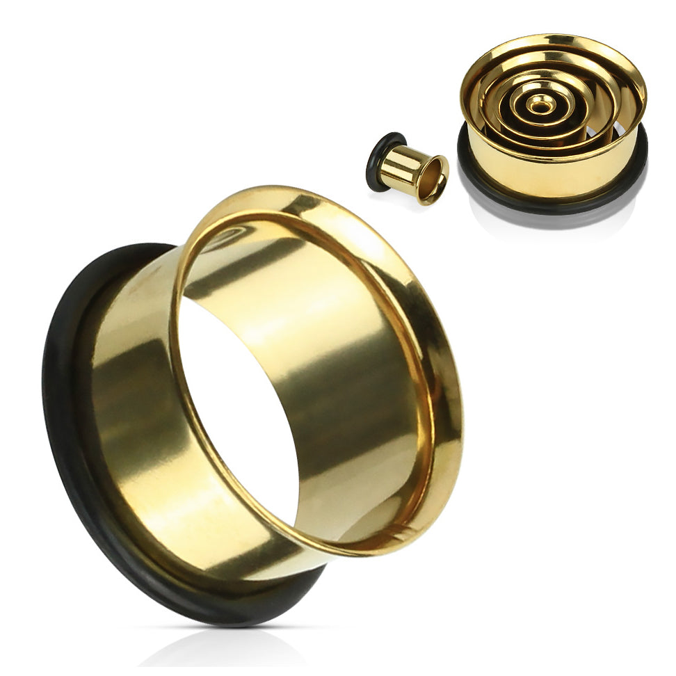 Single Flare Gold Tunnels Plugs 10 gauge (2.5mm) Gold