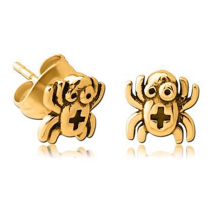 Spidey Gold Stud Earrings Earrings 20 gauge Gold