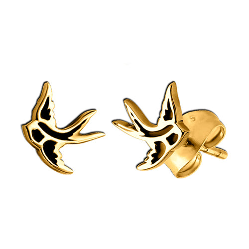 Swallow Gold Stud Earrings Earrings 20 gauge Gold