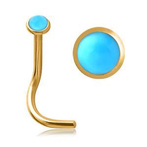 Turquoise Gold Nostril Screw Nose 20g - 1/4" wearable (6.5mm) Turquoise