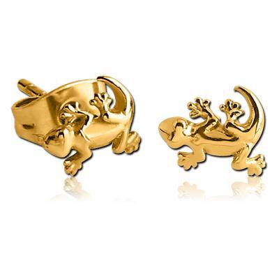 Salamander Gold Stud Earrings Earrings 20 gauge Gold