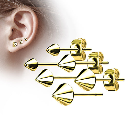 Spike Gold Stud Earrings Earrings 20g - 3x3mm spikes Gold