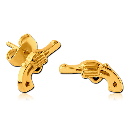 Revolver Gold Stud Earrings Earrings 20 gauge Gold