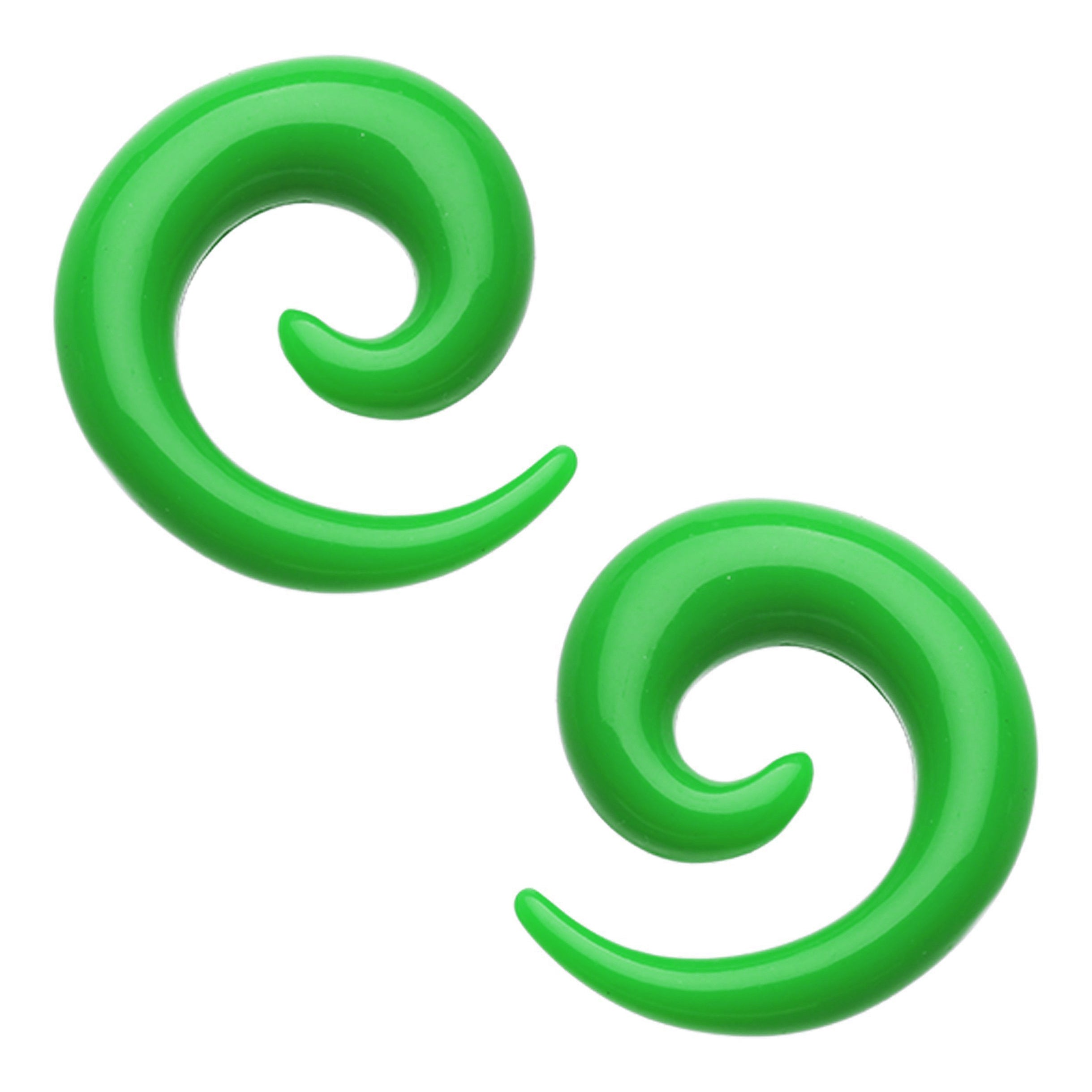 Green Acrylic Spirals Plugs 6 gauge (4mm) Green