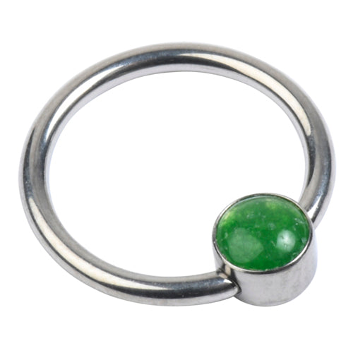 14g Titanium Captive Gemstone Disc Bead Ring Captive Bead Rings 14g - 5/16" diameter (8mm) Green Jade