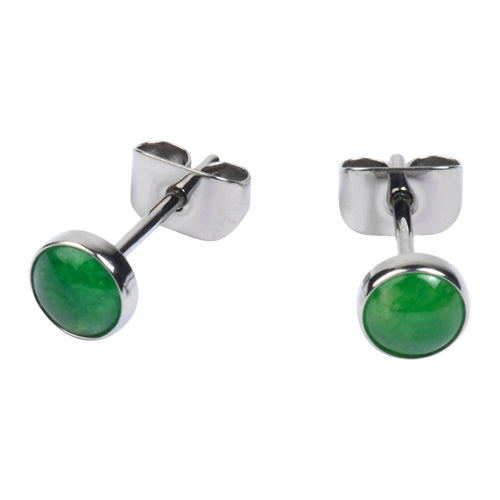 Green Aventurine Titanium Stud Earrings Earrings 20 gauge Green Aventurine