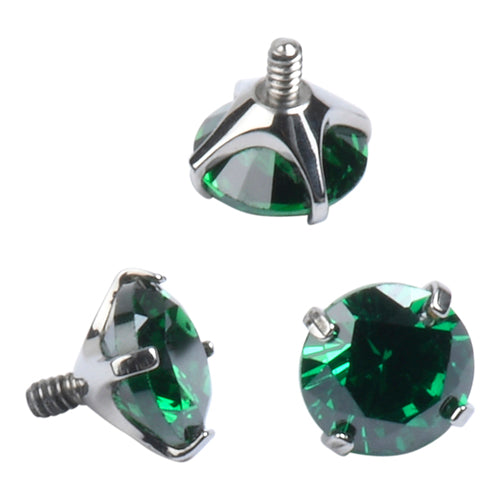 16g Prong CZ Titanium End Replacement Parts 16 gauge - 3mm cz Emerald