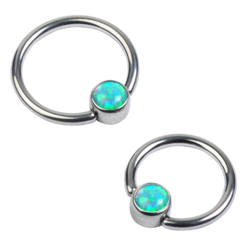 14g Titanium Captive Opal Disc Bead Ring Captive Bead Rings  