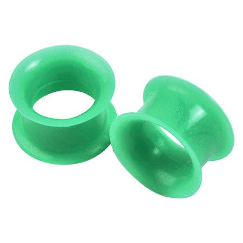 Green Thin-Wall Silicone Tunnels Plugs 2 gauge (6mm) Green