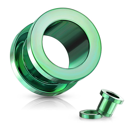 PVD Coated Screw-On Tunnels Plugs 9/16 inch (14mm) Green