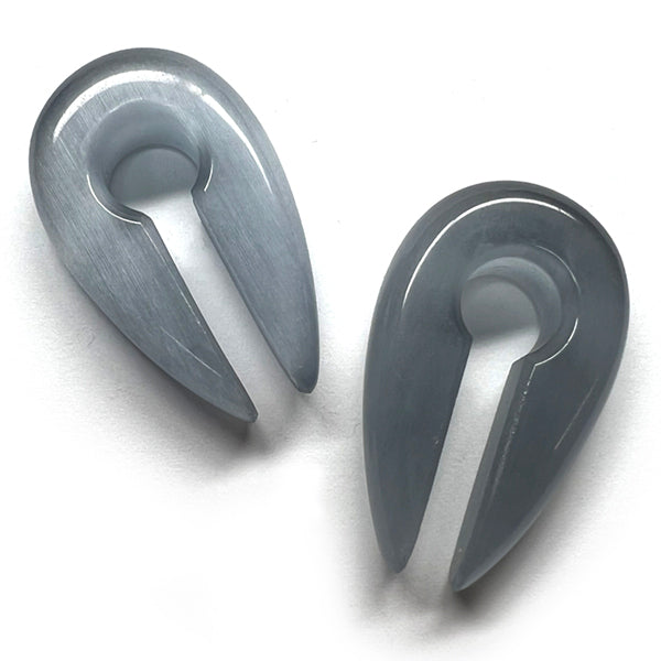Grey Cat's Eye Keyhole Ear Weights Ear Weights 2 gauge (6mm) Grey