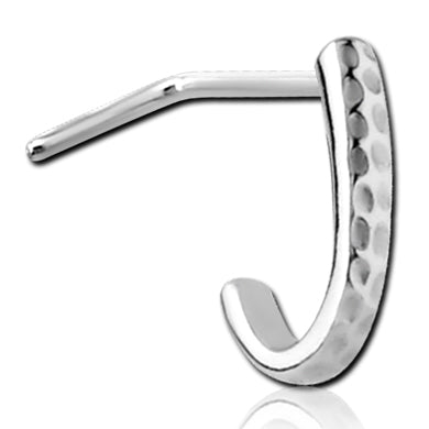 Hammered Stainless L-Bend Nose Hoop Nose 20g - 1/4" wearable (6.5mm) Stainless Steel