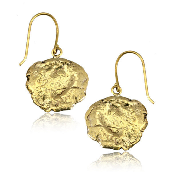 Rough Disc Yellow Brass Earrings Earrings 18 gauge Yellow Brass
