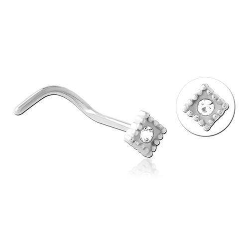 Harlequin CZ Stainless Nostril Screw Nose 20g - 1/4" long (6.5mm) Stainless Steel