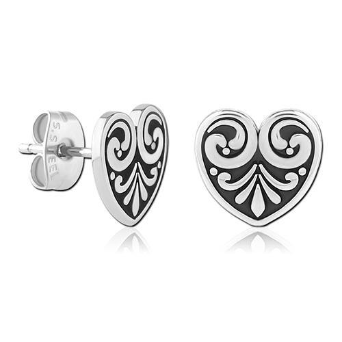 Heart Shield Stainless Stud Earrings Earrings 20 gauge Stainless Steel