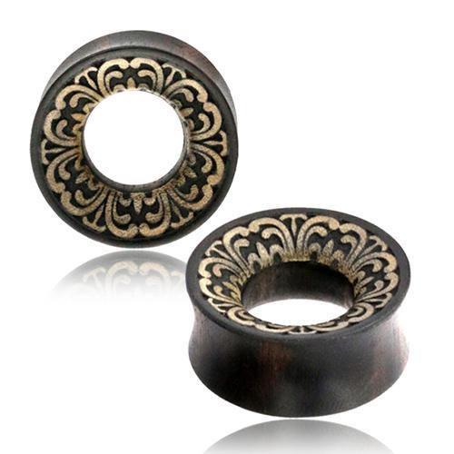 Inlaid Areng Wood Tunnels Plugs 5/8 inch (16mm) Areng Wood