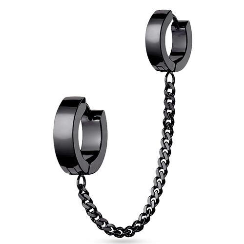 Black Chained Huggy Hoops Cartilage 18g - 1/4" & 5/16" diameter Black
