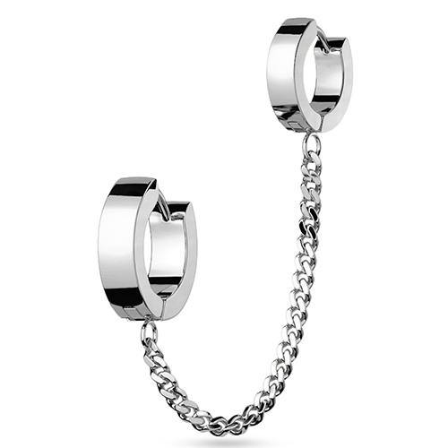 Stainless Chained Huggy Hoops Cartilage  