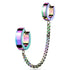 Rainbow Chained Huggy Hoops Cartilage 18g - 1/4" & 5/16" diameter Rainbow