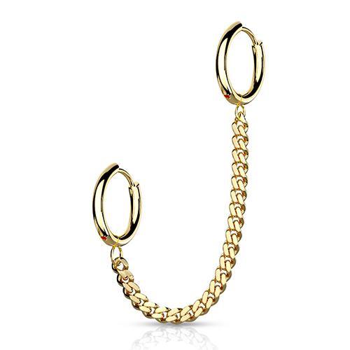 Gold Chained Cartilage Rings Cartilage 18g - 5/16" diameter Gold