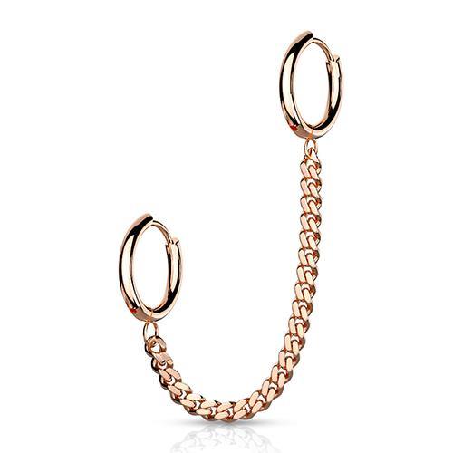 Rose Gold Chained Cartilage Rings Cartilage 18g - 5/16" diameter Rose Gold