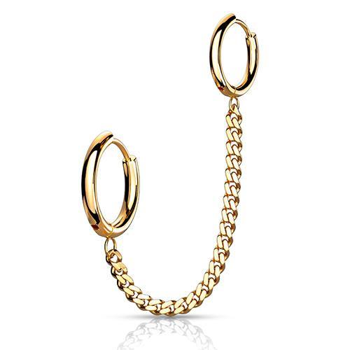 Gold Chained Cartilage Rings Cartilage 18g - 5/16" & 3/8" diameter Gold