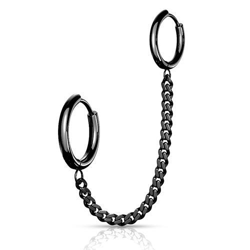Black Chained Cartilage Rings Cartilage 18g - 5/16" & 3/8" diameter Black