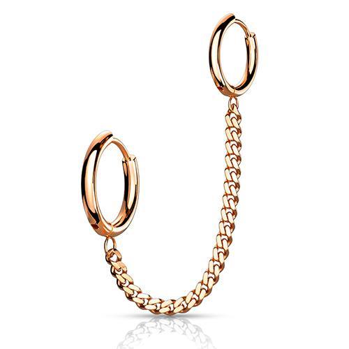 Rose Gold Chained Cartilage Rings Cartilage 18g - 5/16" & 3/8" diameter Rose Gold
