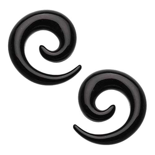 Jumbo Acrylic Spirals Plugs 11/16 inch (18mm) Black