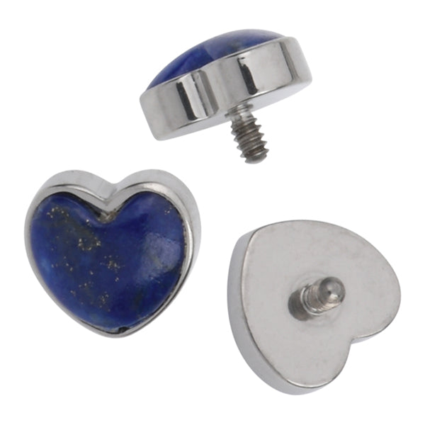 16g Gemstone Heart Titanium End Replacement Parts 16g - 4.5x4.8mm Lapis