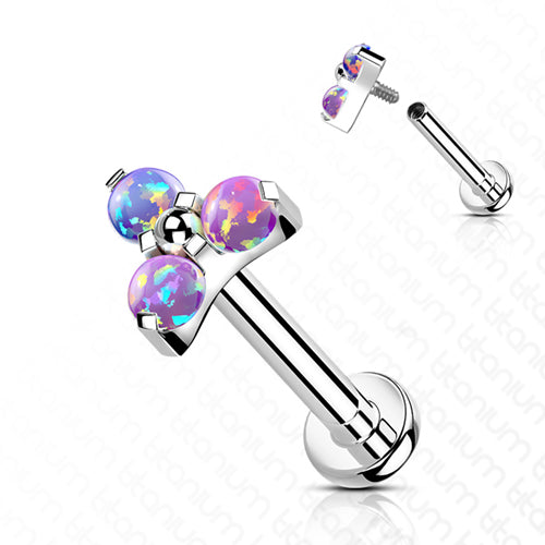 16g Opal Trinity Titanium Labret Labrets 16g - 5/16