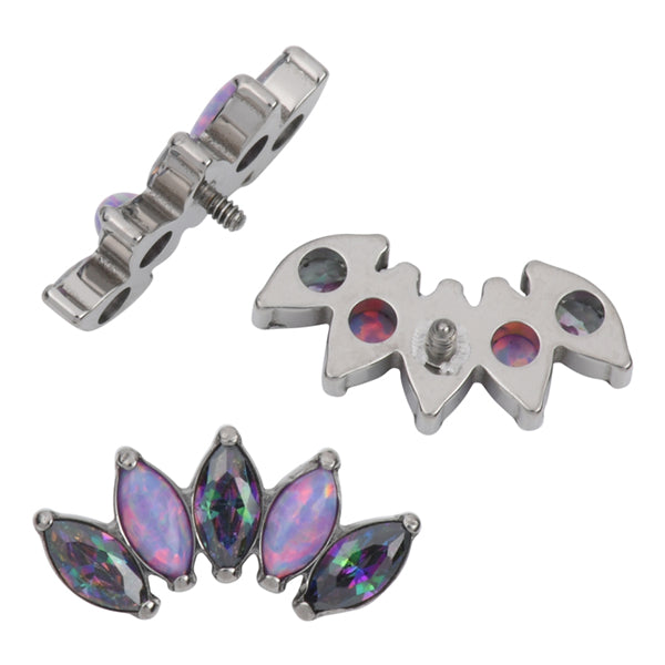 16g 5-Marquise Opal & CZ Titanium End Replacement Parts 16 gauge - 6.1x12mm Lavender Opal & Vitrail Medium CZs