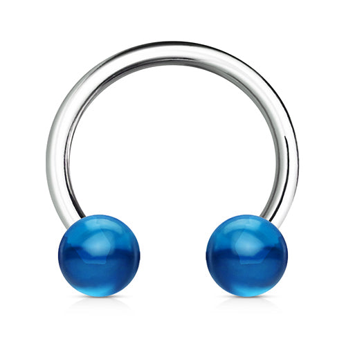 16g Acrylic Circular Barbell Circular Barbells 16g - 5/16" diameter (8mm) - 3mm balls Light Blue