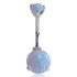 Opal Prong Belly Ring Belly Ring 14g - 3/8" long (10mm) Light Blue